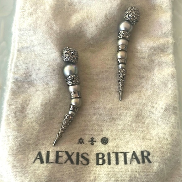 Alexis Bittar Spiked Pearl & Pavé Kinetic Earrings - Picture 1 of 4